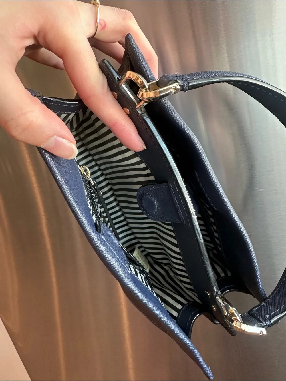 Kate Spade Navy Saffiano Mini Top-Handle Shoulder Bag with Matching Wallet